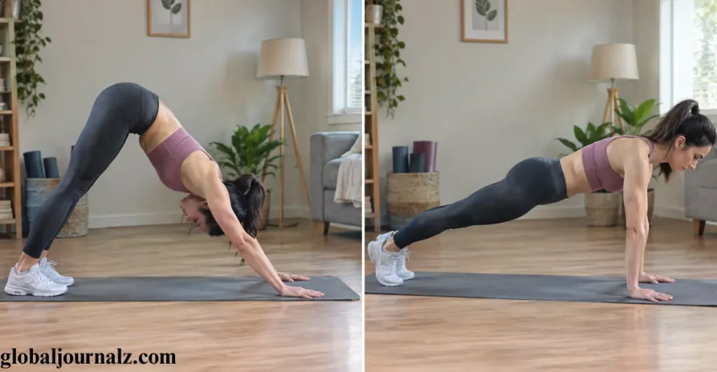 Downward dog to high plank